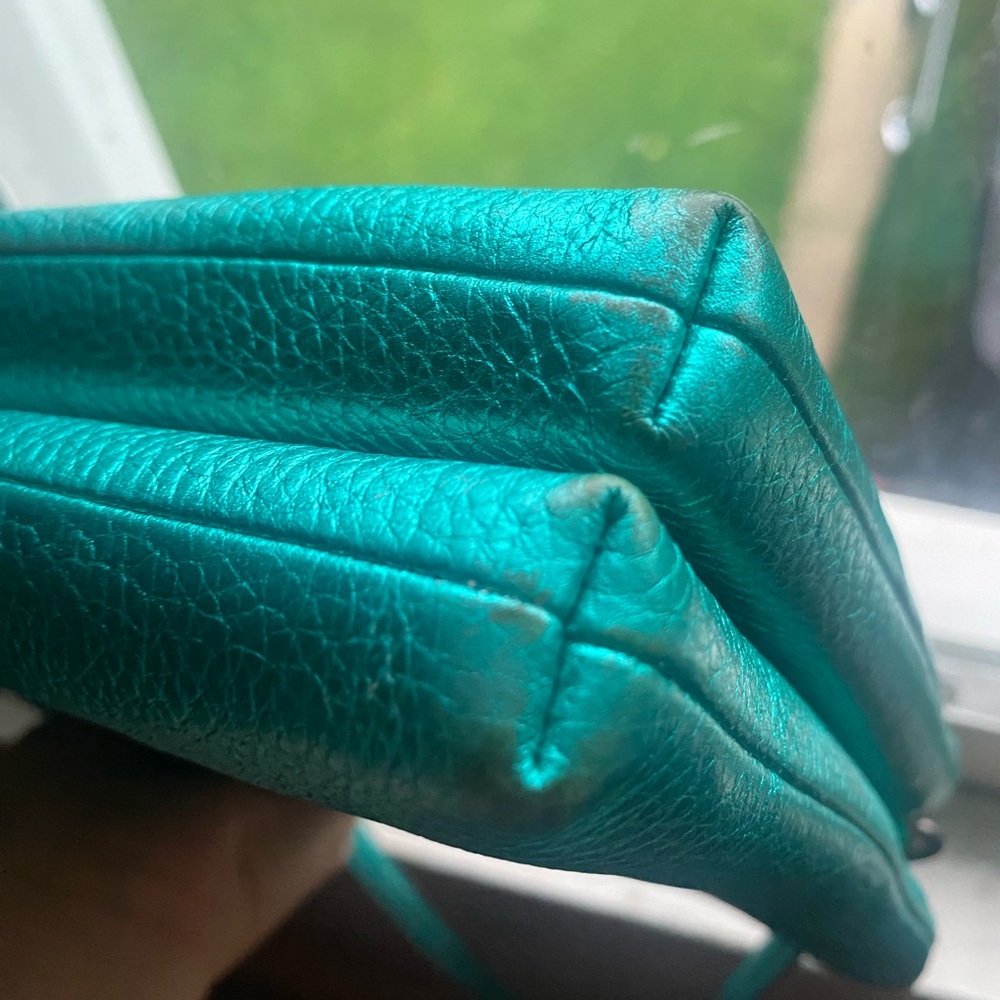 Coach Metallic Teal Pebble Leather Crossbody - Picture 12 of 16